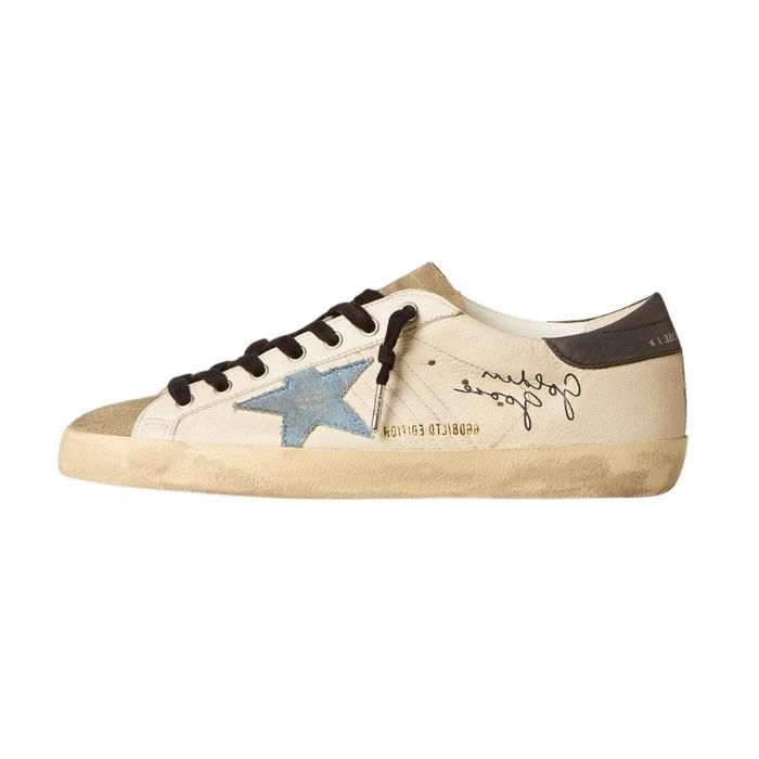 Super-Star stella in denim e talloncino in pelle grigia